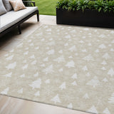 5' X 8' Beige And Ivory Trees Washable Indoor Outdoor Area Rug