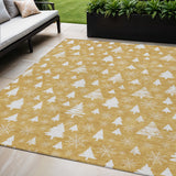 5' X 8' Gold And Ivory Snowflake Washable Indoor Outdoor Area Rug