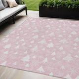 5' X 8' Pink And Ivory Snowflake Washable Indoor Outdoor Area Rug