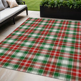 5' X 8' Emerald Red And White Plaid Washable Indoor Outdoor Area Rug
