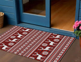 3' X 5' Red Black And Ivory Deer Washable Indoor Outdoor Area Rug