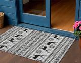 3' X 5' Silver Black And Ivory Deer Washable Indoor Outdoor Area Rug