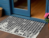 3' X 5' Gray Black And Ivory Plaid Washable Indoor Outdoor Area Rug
