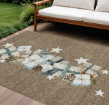 8' X 10' Brown Beige Ivory And Taupe Presents Washable Indoor Outdoor Area Rug