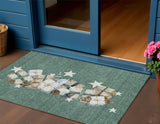 3' X 5' Pale Aqua Beige Ivory And Taupe Presents Washable Indoor Outdoor Area Rug