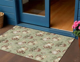 3' X 5' Artichoke Green Brown And Beige Stars Washable Indoor Outdoor Area Rug