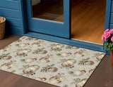 3' X 5' Beige Brown And Ivory Stars Washable Indoor Outdoor Area Rug
