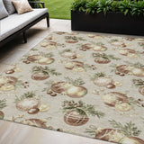 5' X 8' Beige Brown And Ivory Stars Washable Indoor Outdoor Area Rug