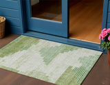 3' X 5' Sage Ivory And Olive Green Geometric Washable Indoor Outdoor Area Rug