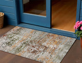 3' X 5' Terra Cotta Gray And Ivory Abstract Washable Indoor Outdoor Area Rug