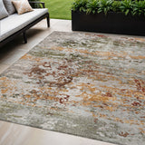 5' X 8' Terra Cotta Gray And Ivory Abstract Washable Indoor Outdoor Area Rug