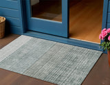 3' X 5' Aqua And Gray Geometric Washable Indoor Outdoor Area Rug