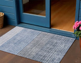 3' X 5' Blue And Ivory Geometric Washable Indoor Outdoor Area Rug