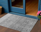 3' X 5' Gray And Silver Geometric Washable Indoor Outdoor Area Rug