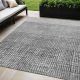 5' X 8' Gray And Silver Geometric Washable Indoor Outdoor Area Rug
