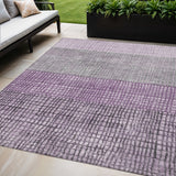 5' X 8' Plum And Gray Geometric Washable Indoor Outdoor Area Rug