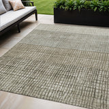 5' X 8' Taupe And Ivory Geometric Washable Indoor Outdoor Area Rug