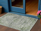 3' X 5' Artichoke Green And Gray Medallion Washable Indoor Outdoor Area Rug