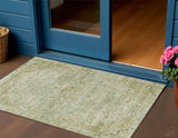 3' X 5' Sage And Wheat Medallion Washable Indoor Outdoor Area Rug