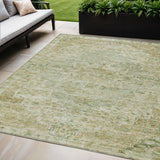 5' X 8' Sage And Wheat Medallion Washable Indoor Outdoor Area Rug