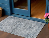 3' X 5' Sky Blue And Denim Blue Medallion Washable Indoor Outdoor Area Rug