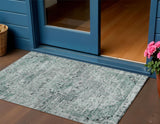 3' X 5' Teal Blue And Pale Aqua Medallion Washable Indoor Outdoor Area Rug