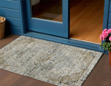 3' X 5' Taupe And Beige Medallion Washable Indoor Outdoor Area Rug