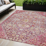 5' X 8' Brown And Wheat Aztec Washable Indoor Outdoor Area Rug