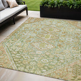 5' X 8' Sage And Ivory Aztec Washable Indoor Outdoor Area Rug