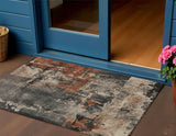 3' X 5' Taupe And Rust Abstract Washable Indoor Outdoor Area Rug