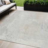 5' X 8' Ivory And Beige Abstract Washable Indoor Outdoor Area Rug