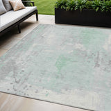 5' X 8' Mint Green And Ivory Abstract Washable Indoor Outdoor Area Rug