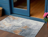 3' X 5' Gray And Rust Abstract Washable Indoor Outdoor Area Rug