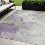 5' X 8' Lavender And Fern Green Abstract Washable Indoor Outdoor Area Rug