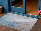 3' X 5' Denim Blue And Gray Abstract Washable Indoor Outdoor Area Rug