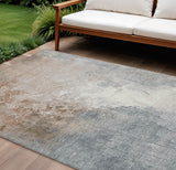 8' X 10' Rust And Gray Abstract Washable Indoor Outdoor Area Rug