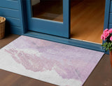 3' X 5' Lavender Ivory And Mauve Abstract Washable Indoor Outdoor Area Rug