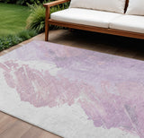 8' X 10' Lavender Ivory And Mauve Abstract Washable Indoor Outdoor Area Rug