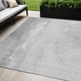 5' X 8' Gray And Ivory Abstract Washable Indoor Outdoor Area Rug