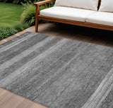 8' X 10' Gray And Silver Aztec Washable Indoor Outdoor Area Rug