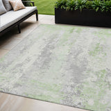 5' X 8' Artichoke Green And Ivory Abstract Washable Indoor Outdoor Area Rug