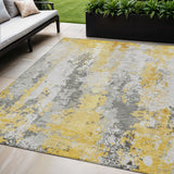 5' X 8' Yellow And Ivory Abstract Washable Indoor Outdoor Area Rug