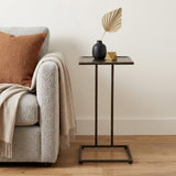 25" Bronze Mirrored Mirrored Glass and Steel Free Form Pedestal End Table