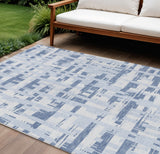8' X 10' Blue Ivory And Sky Blue Striped Washable Indoor Outdoor Area Rug