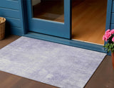 3' X 5' Lavender And Ivory Abstract Washable Indoor Outdoor Area Rug