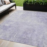 5' X 8' Lavender And Ivory Abstract Washable Indoor Outdoor Area Rug