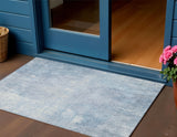 5' X 8' Sky Blue And Ivory Abstract Washable Indoor Outdoor Area Rug