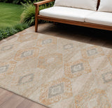 8' X 10' Copper And Gray Aztec Washable Indoor Outdoor Area Rug