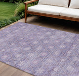 8' X 10' Purple And Ivory Floral Washable Indoor Outdoor Area Rug