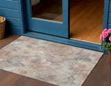 3' X 5' Taupe And Gray Floral Washable Indoor Outdoor Area Rug